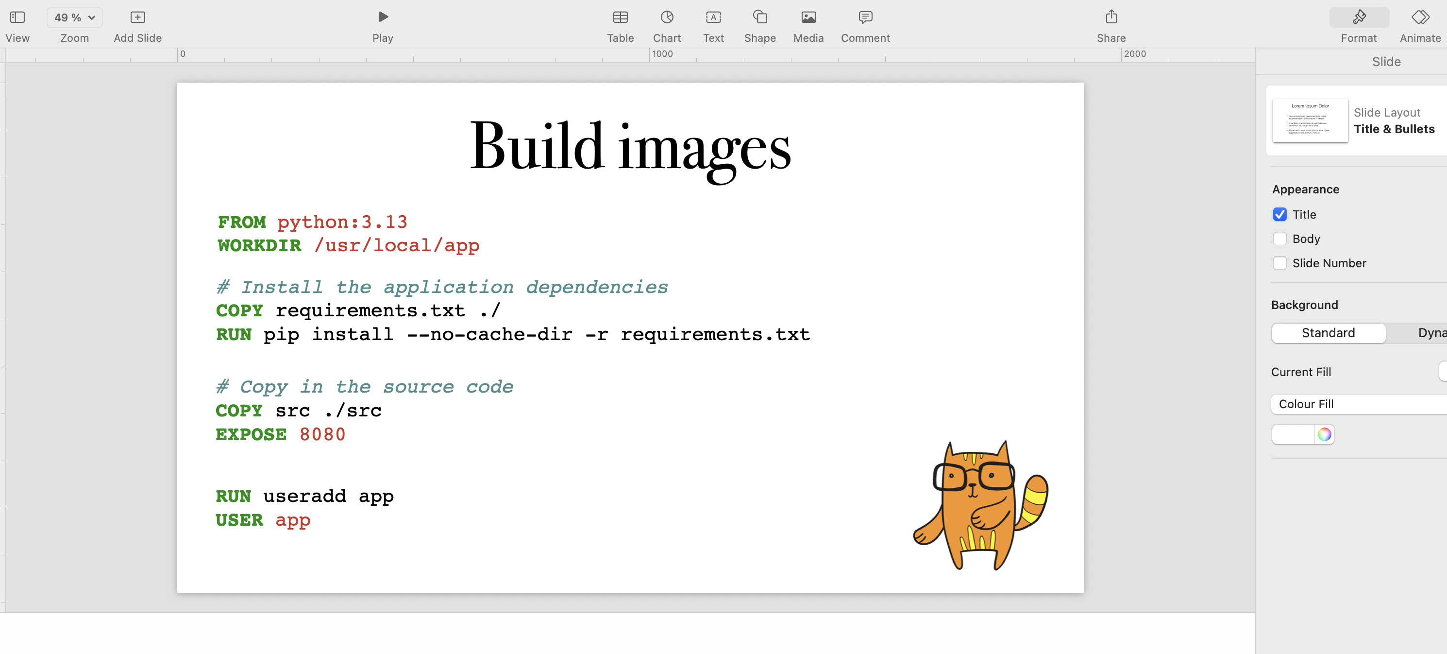 Example of Dockerfile snippet